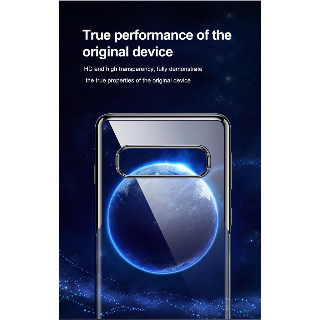 Ốp lưng cho Samsung Galaxy S10 & S10 Plus dẻo trong suốt viền màu hàng chính hãng Baseus