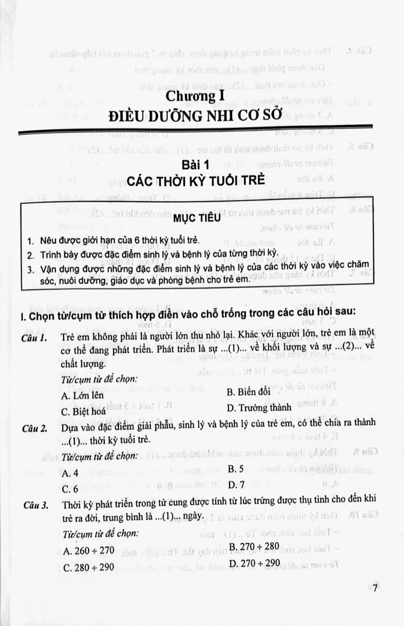 Câu Hỏi Lượng Giá Chăm Sóc Sức Khỏe Trẻ Em (Dùng Cho Đào Tạo Hệ Đại Học Điều Dưỡng)