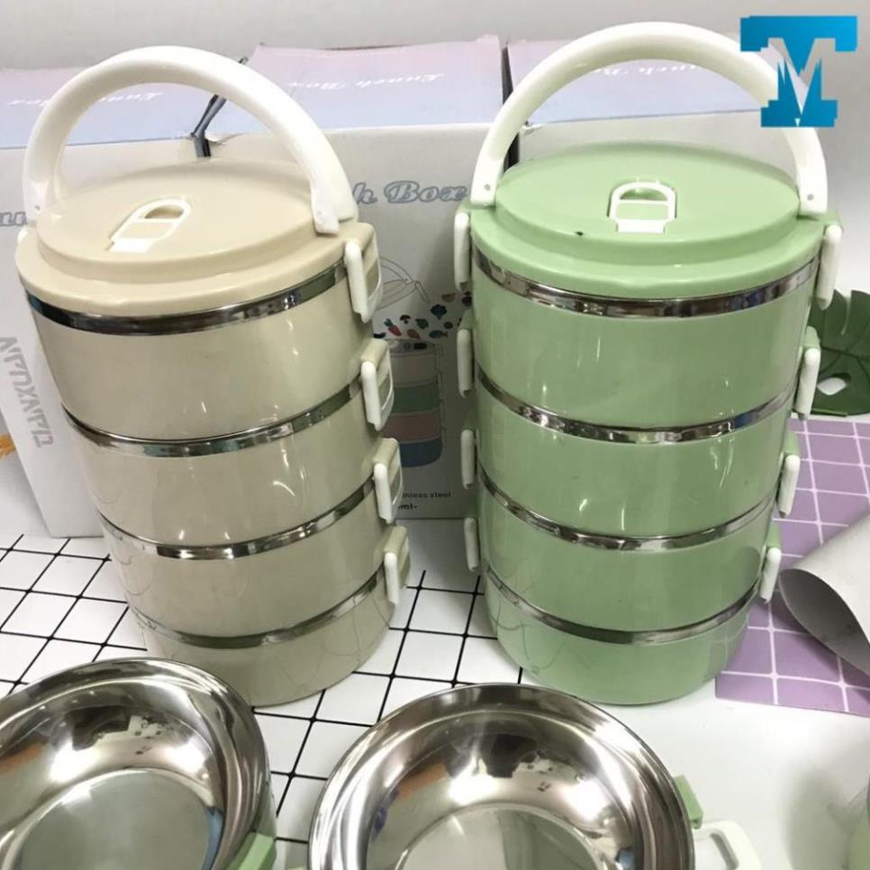 - Cặp Lồng Giữ Nhiệt Lúa Mạch 4 Tầng Ruột Inox Siêu Tiện Dụng 15 x 6 x 25 cm