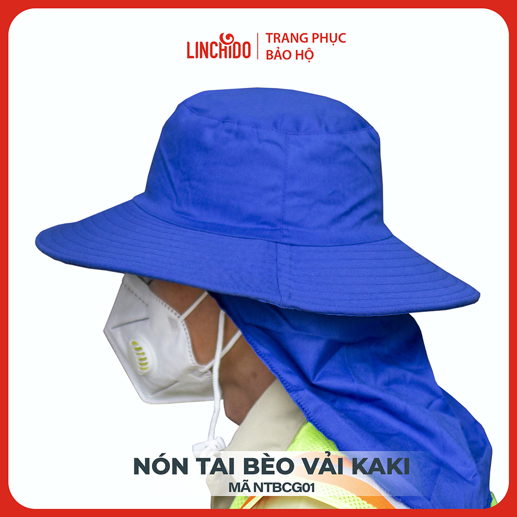 Nón tai bèo chất vải kaki thấm hút mồ hôi có vải che gáy phía sau che nắng tiện lợi mã NTBCG01