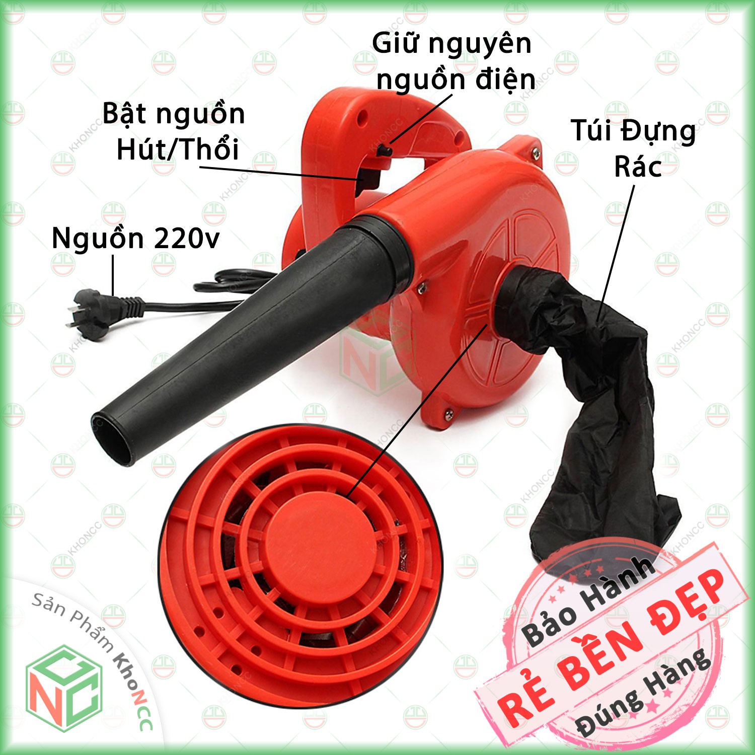 Máy Hút Thổi Bụi Công Suất 700w KhoNCC Hàng Chính Hãng - Bảo Vệ Máy Móc Bụi Bẩn Cho Gia Đình - Nhà Xưởng - Văn Phòng - KLVQ-4840-HTB (Đỏ)