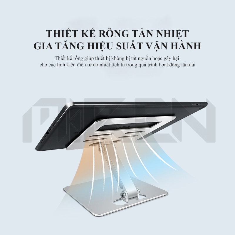 Giá Đỡ dành cho Ipad - Máy Tính Bảng - Điện Thoại (All Size) Hợp Kim Nhôm Nguyên Khối - 2 Trục Điều Chỉnh Góc Độ Tùy Thích - Khe Rãnh Mặt Tựa Giúp Gia Tăng Tản Nhiệt - Miren Hàng Chính Hãng