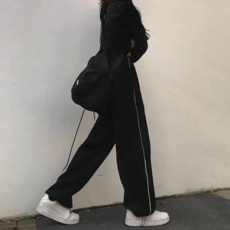 Quần thể thao sọc 1 mí/3 sọc rút gấu unisex chất nỉ tàu dày (annstore)