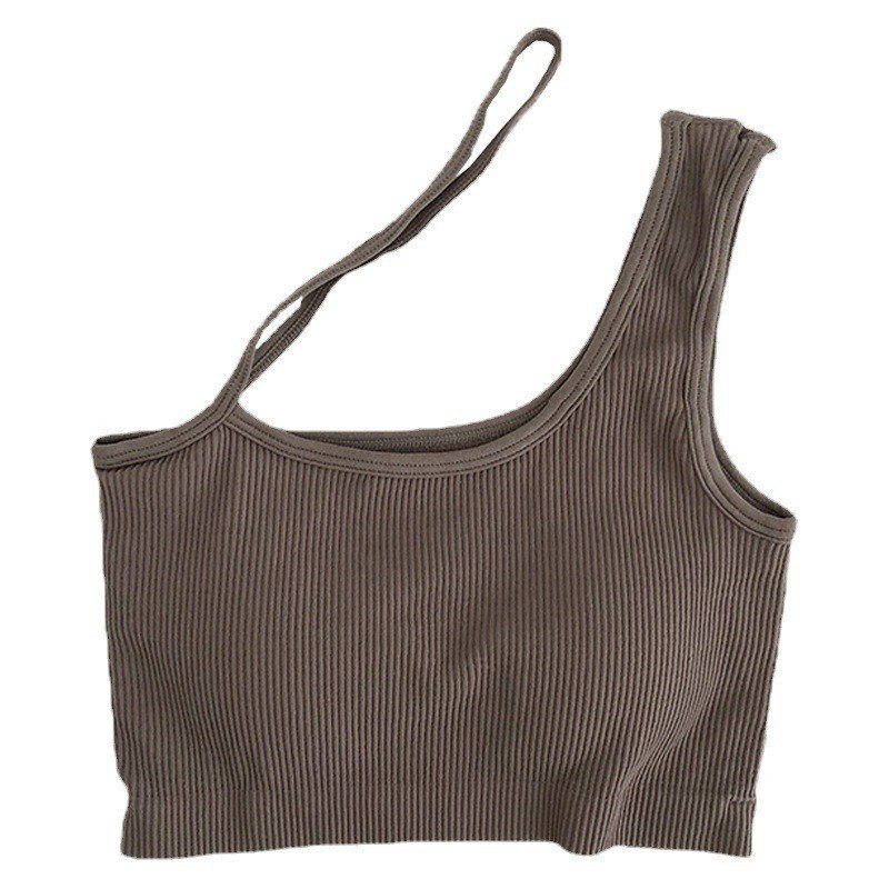 Áo hai dây quai chéo dáng croptop có đệm ngực, bra gân tăm hot hit có mood ngực thời trang