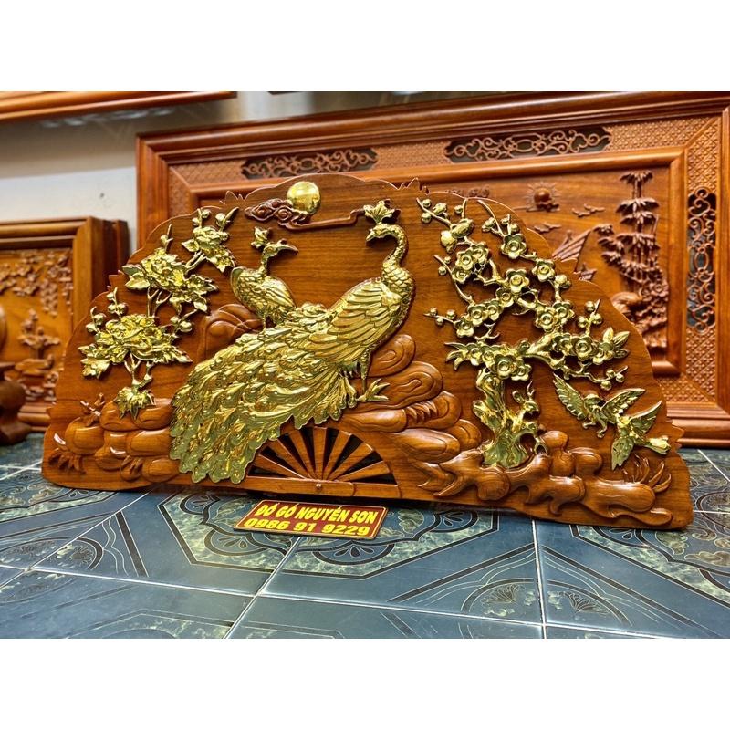 Tranh quạt gỗ phu thê gỗ hương kích thích 50*100cm,ván liền khối dày 4cm