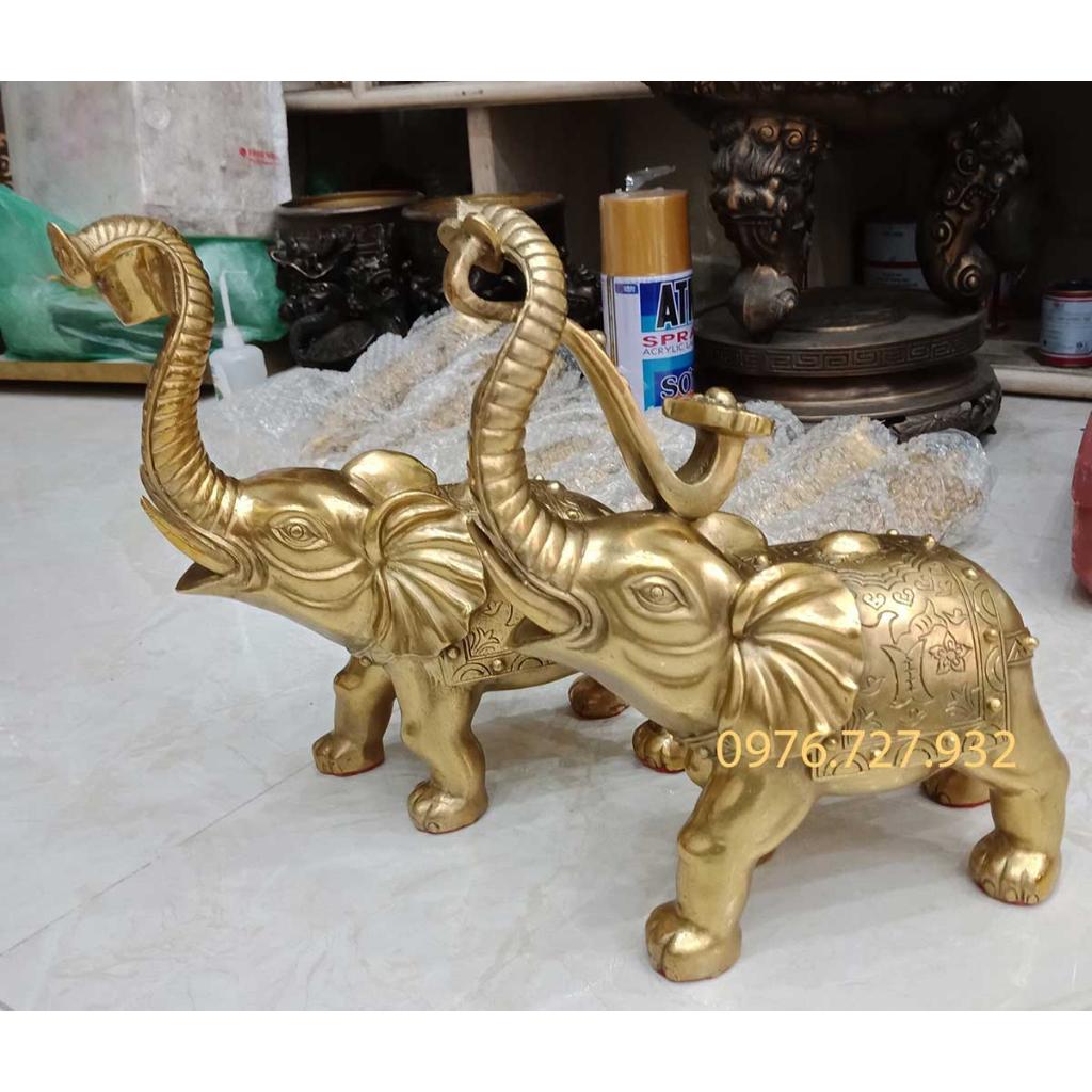 Đôi voi phong thủy bằng đồng, tượng voi đồng cỡ to