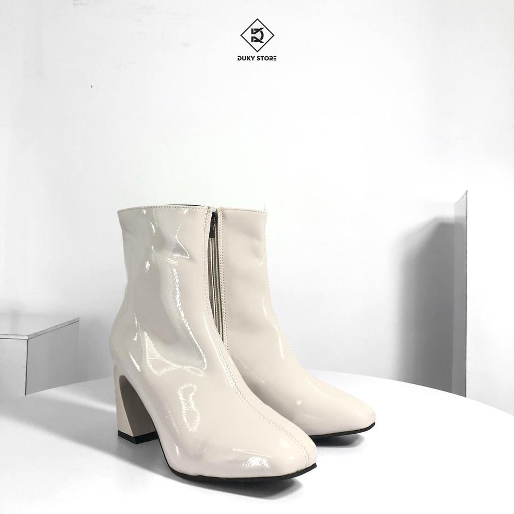 Boot khóa cạnh da bóng 8 phân siêu tôn dáng - Duky Store