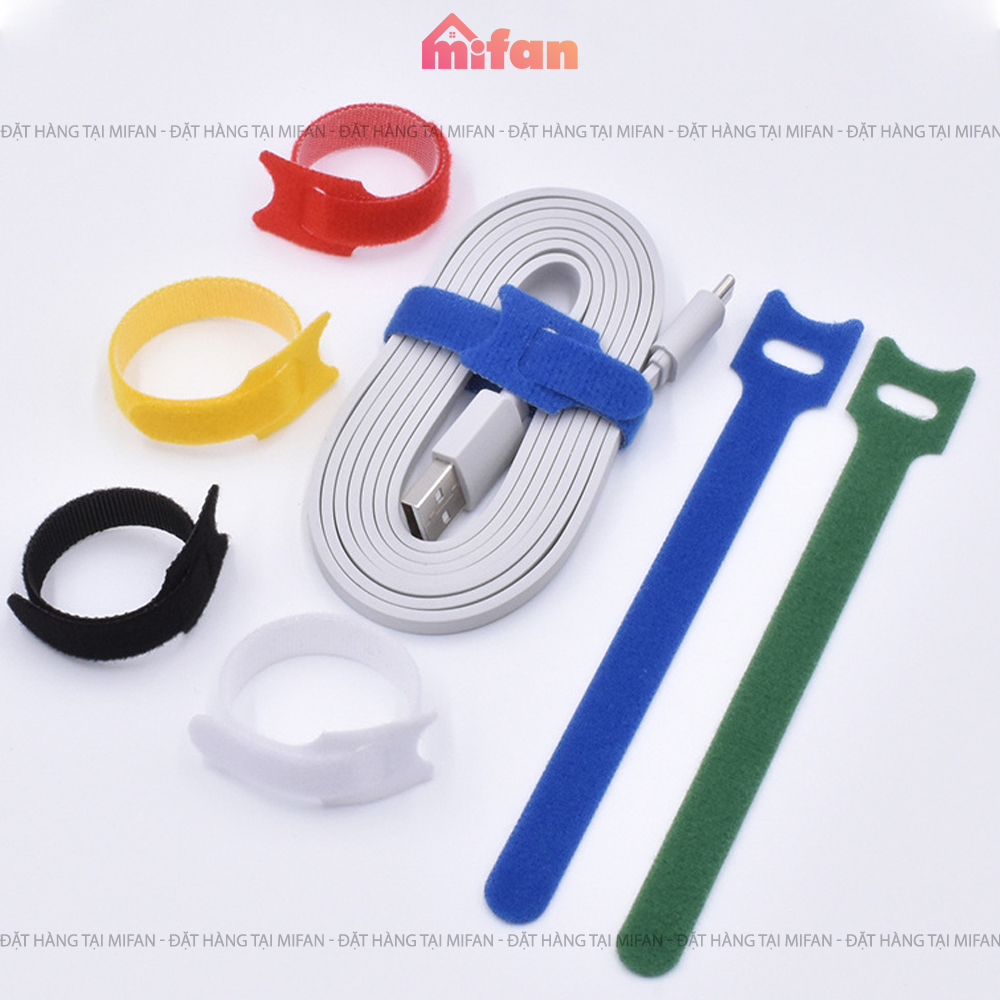 Dây Dán Velcro 2 Mặt Đa Năng MIFAN - 10 chiếc/set - Buộc Gọn Dây Cáp Sạc Điện Thoại, Máy Tính, Tai Nghe - Không Xù Lông