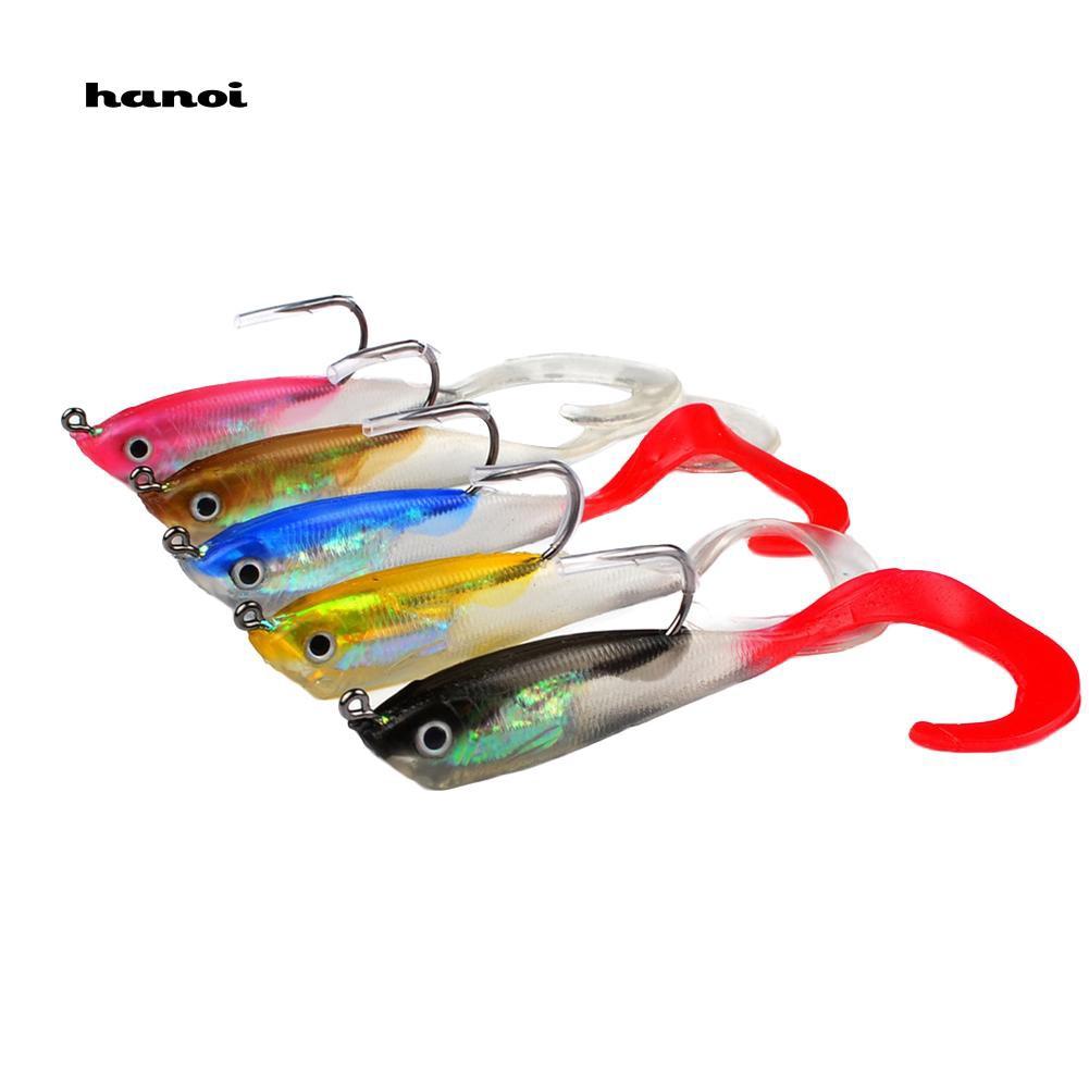 Set 5 Mồi Giả Nhử Cá 10Cm Bằng Nhựa Mềm Gắn Kèm Móc Câu