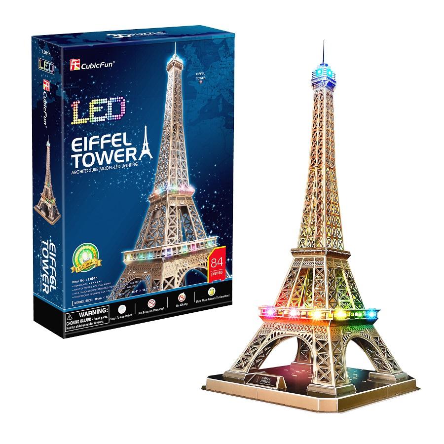 Đồ Chơi Trẻ Em Xếp Hình 3D Có Đèn Led: Tháp Eiffel CUBIC FUN L091H