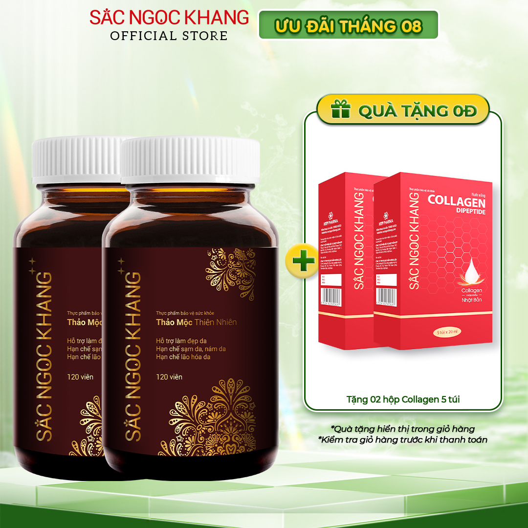 Viên uống Sắc Ngọc Khang ++ (120 viên) giúp trẻ hóa Làn da làm mờ sạm nám tàn nhang hiệu quả, tăng cường tính đàn hồi cho làn da, hỗ trợ cải thiện và phục hồi da bị lão hóa vượt trội