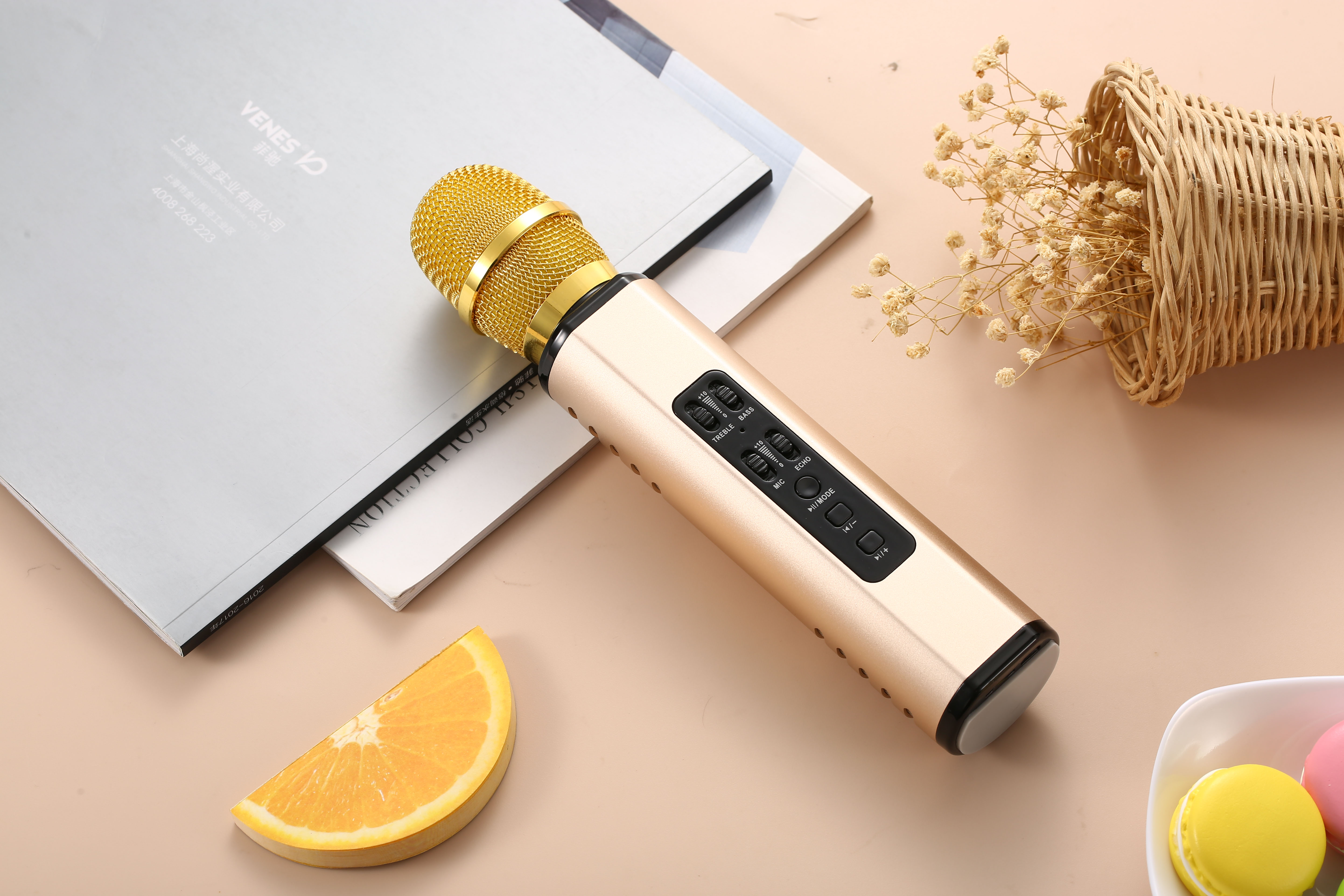 Micro Karaoke Bluetooth không dây đa chức năng Đôi loa kép Mic hát Karaoke di động thông minh cho điện thoại di động - Hàng Chính Hãng PKCB