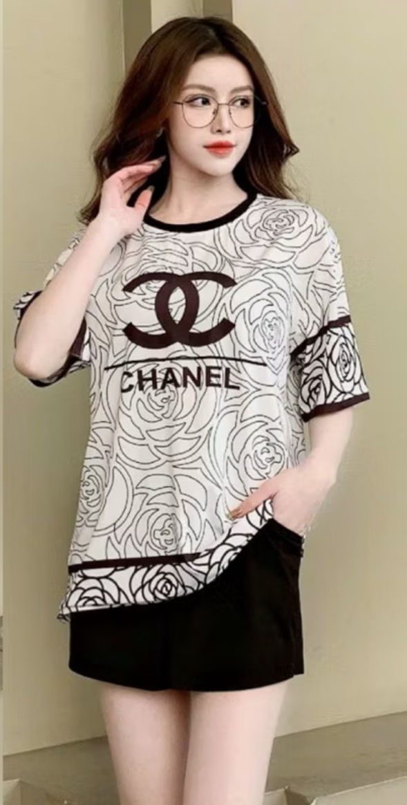 Bộ Đồ Thun Cotton Tay Ngắn Quần Đùi Hoạ Tiết Sanh Chảnh