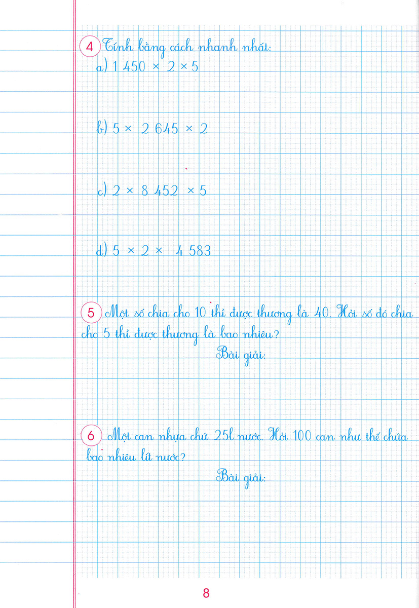 Luyện Tập Toán 4 Quyển 2 - Trình Bày Trên Giấy Ô Li _HA
