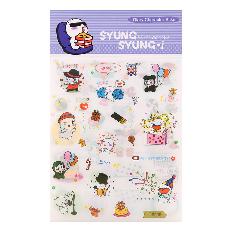 Bộ 6 Tấm Sticker Dán Trang Trí - Diary Character