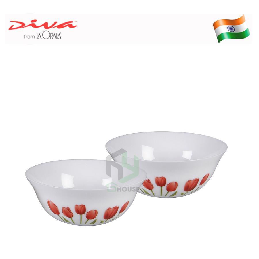 Bộ 2 tô thủy tinh lớn chịu nhiệt TULIP - Diva Opalla - Bormioli Rocco - Hàng Chính Hãng
