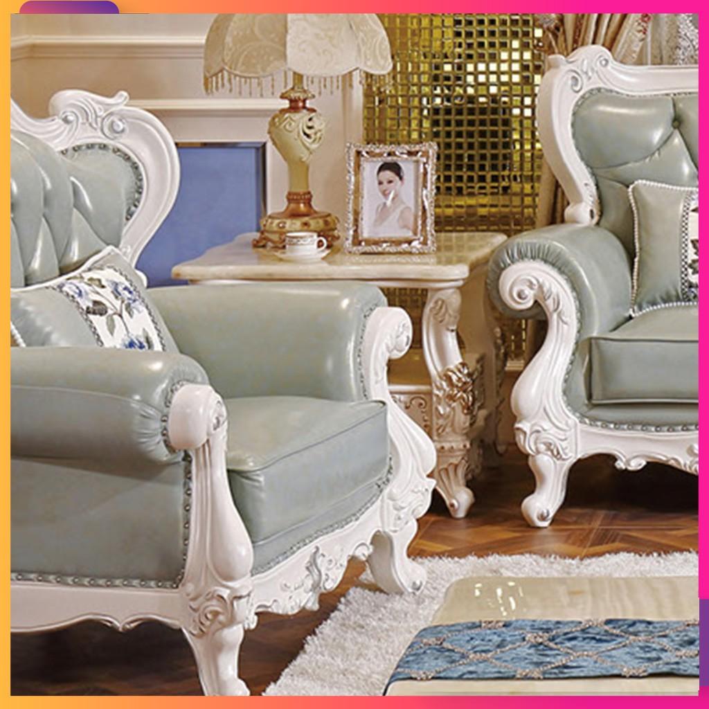 Sofa tân cổ điển hoàng gia cao cấp gỗ thịt bọc da bò Italy – sang trọng và đẳng cấp