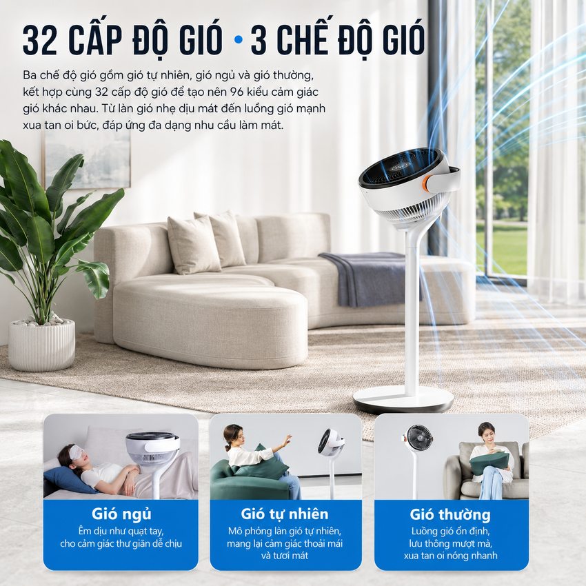 Philips ACR4144CF - Quạt Tuần Hoàn Không Khí Serial 4000, Động Cơ Biến Tần Inverter, Tiết Kiệm Điện, Hàng Nhập Khẩu.