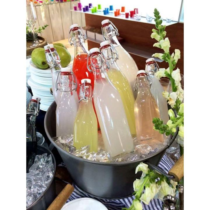 Chai thủy tinh vuông nắp cài Swing 1 lít - 500ml - 250ml - 125ml Bormioli Rocco - HÀNG CHÍNH HÃNG