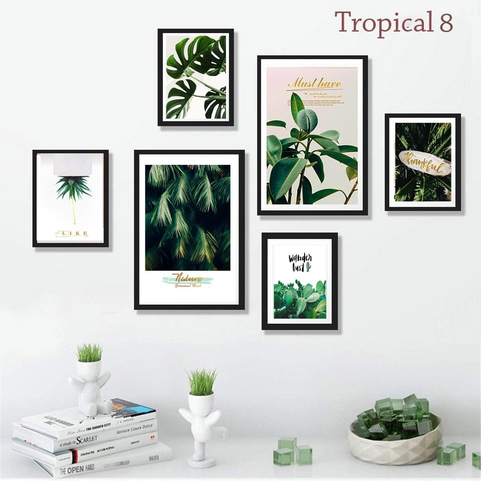 Tranh Treo Tường Phòng Khách Tropical Kèm Khung và Ảnh - Bộ Tranh Canvas Giá Rẻ