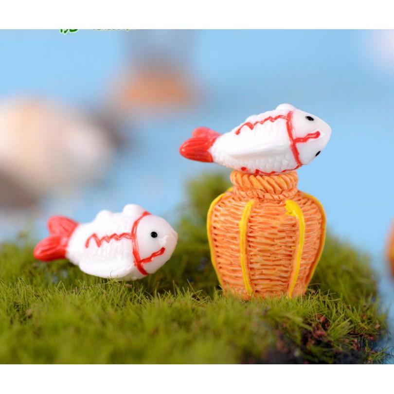 Tiểu Cảnh - Giỏ đựng cá kiểu tre làm Terrarium, mô hình trang trí / trang trí cây xanh quà tặng trang trí