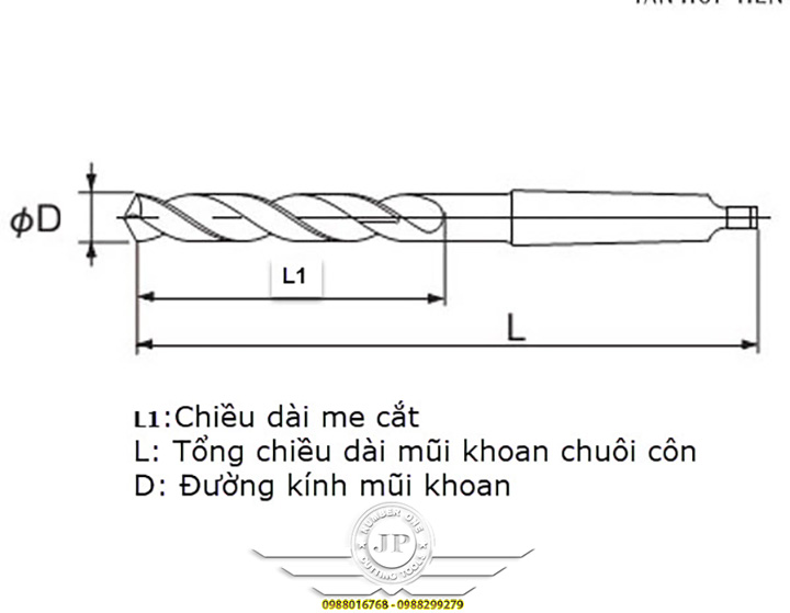 Mũi Khoan Chuôi Côn NPT Nhật Bản Ø20