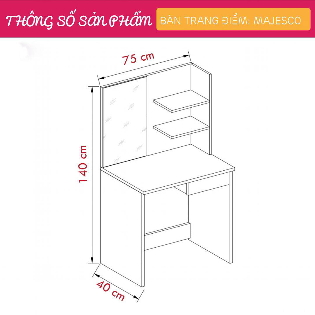 Bàn trang điểm gương đèn sang trọng SMLIFE Majesco