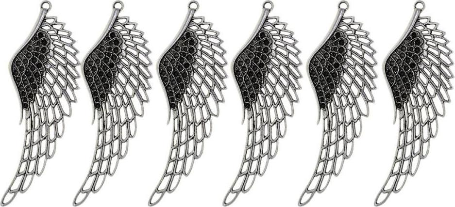 12 Chiếc Cổ Bạc & Đồng Lớn Rỗng Cánh Thiên Thần Quyến Rũ Mặt Dây Chuyền Nghề Thủ Công