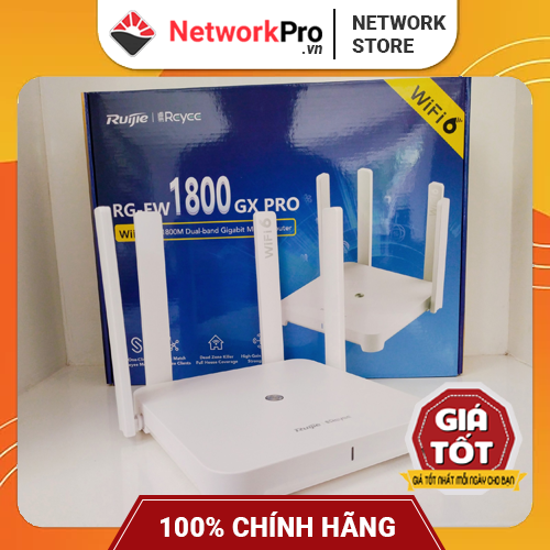 Router WiFi 6 Ruijie RG-EW1800GX PRO Hàng Chính Hãng – Băng Tần Kép, Tốc Độ 1200Mbps, Chịu Tải 48 User