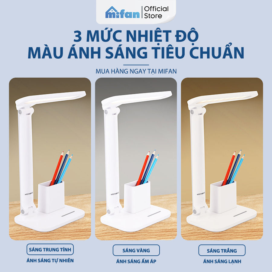 Đèn học để bàn chống cận tích điện Weidasi 6072 - LED bảo vệ mắt chống cận thị - Thiết kế thông minh gọn gàng tích hợp hộp bút và đế giữ điện thoại