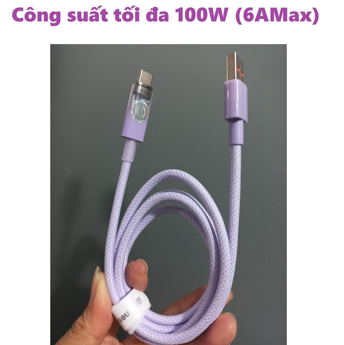 Dây sạc Usb to type C tự ngắt khi quá nhiệt sạc nhanh 100W 66W cho Honor Huawei Baseus Explorer CB000042 _ hàng chính hãng