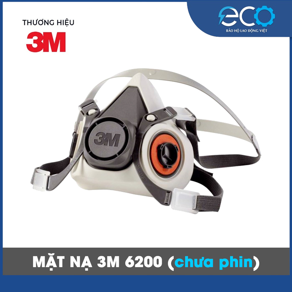 Mặt nạ phòng độc 3M 6200 chính hãng | chống hơi độc, phun sơn, xịt thuốc (Chưa Kèm Phin)
