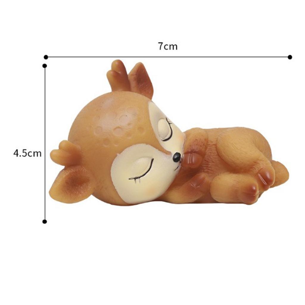 4pcs Deer Figurines Toy Kawaii Sleeping Animal Baby Decor Silicone Ornament