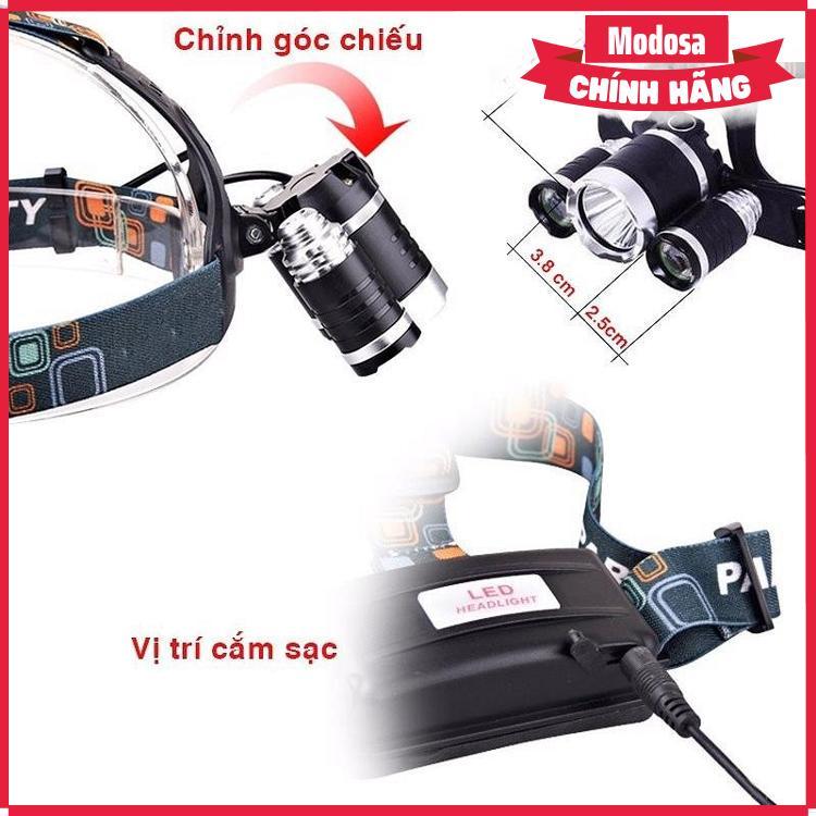 Đèn Pin Led Siêu Sáng Modosa, Đội Đầu 3 Bóng Siêu Sáng (Màu Ngẫu Nhiên) - Hàng Chính Hãng