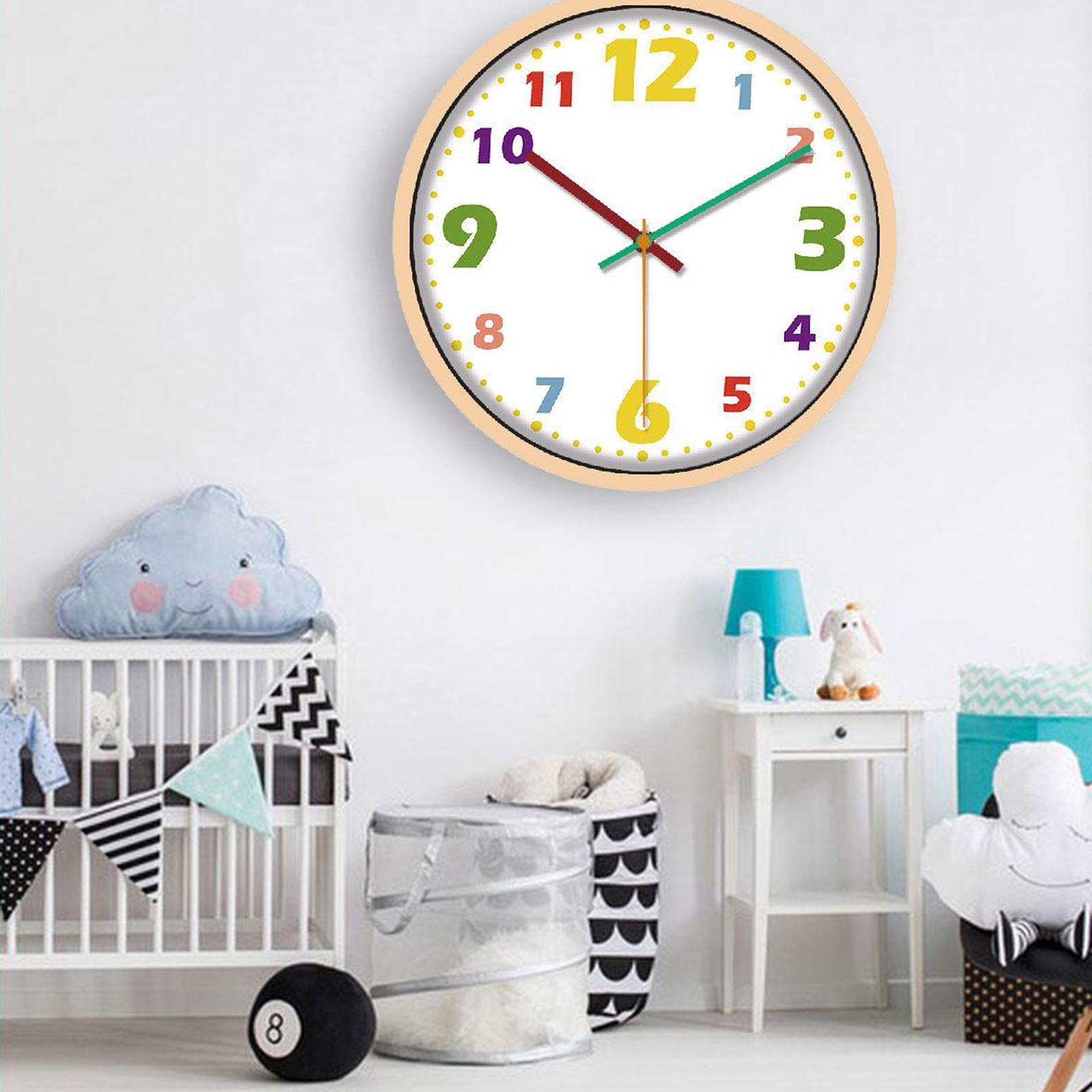 Telling Time Teaching Clock, 12 inch Silent Movement Analog Learning Clock for Kids, Perfect Room Wall Decor for Classroom, Playroom and Kids Bedroom