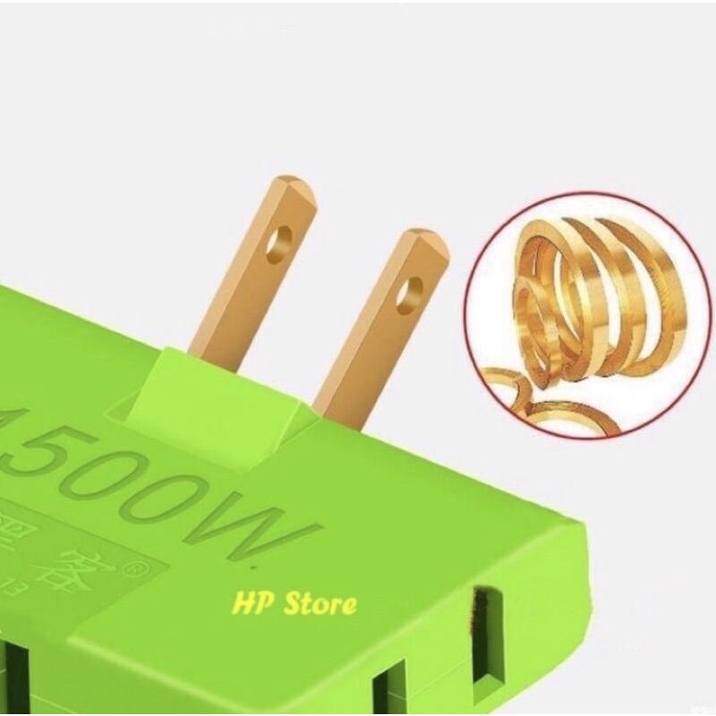 Phích Cắm Ổ Điện Gấp Gọn Linh hạt, Chia 3 Ổ Chấu Đầu Ra Xoay 90 Độ Chịu Tải Cao Tự Ngắt Điện 1 Ra 3