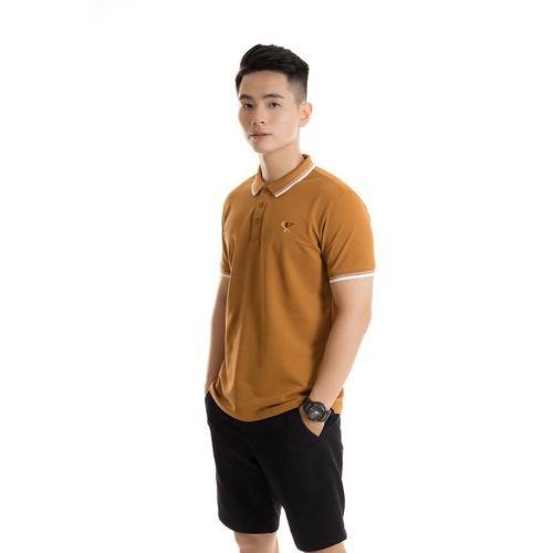 Áo polo nam in logo King Luxury phối bo sọc cotton cá sấu cổ bẻ tay ngắn PL08