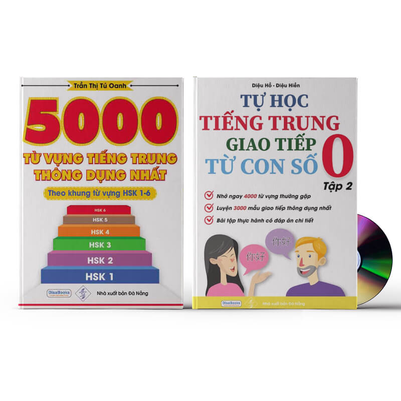 Mua Sách- Combo 2 Sách 5000 Từ Vựng Tiếng Trung Thông Dụng Nhất Theo Khung Hsk Từ Hsk1 Đến Hsk6+ Tự Học Tiếng Trung Giao Tiếp Từ Con Số 0 Tập 2(Có