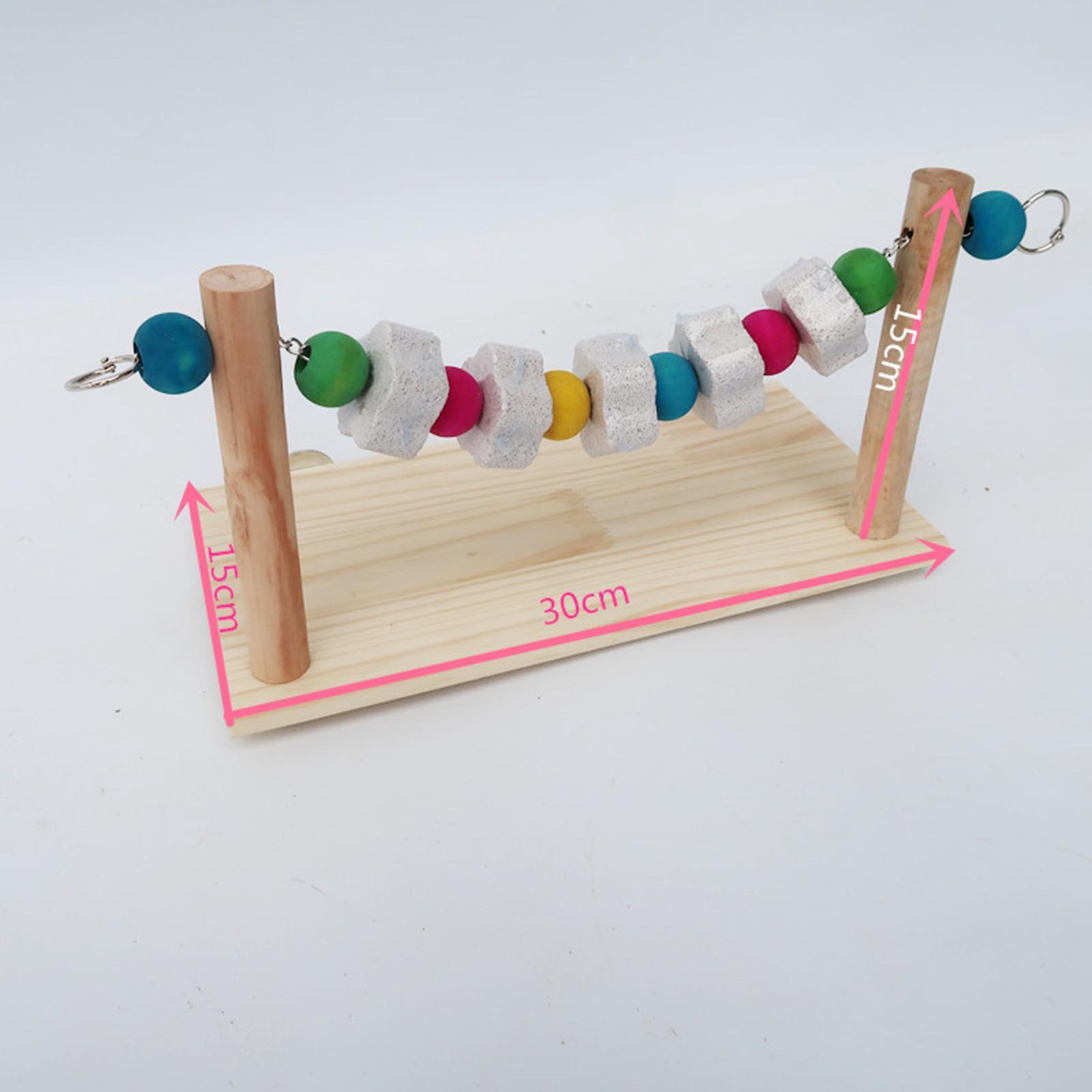 Grinding Block Chew Toy Perching Play Climbing Platform Wooden Playground Bird Stand Molar Stone for Rabbits Rat Gerbil Chipmunk Chinchilla