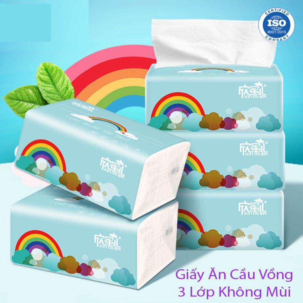 10 gói Giấy Ăn  Cầu Vồng, Giấy Cầu Vồng Ximier Chất Giấy Dai - Trắng Mịn - Không Mùi
