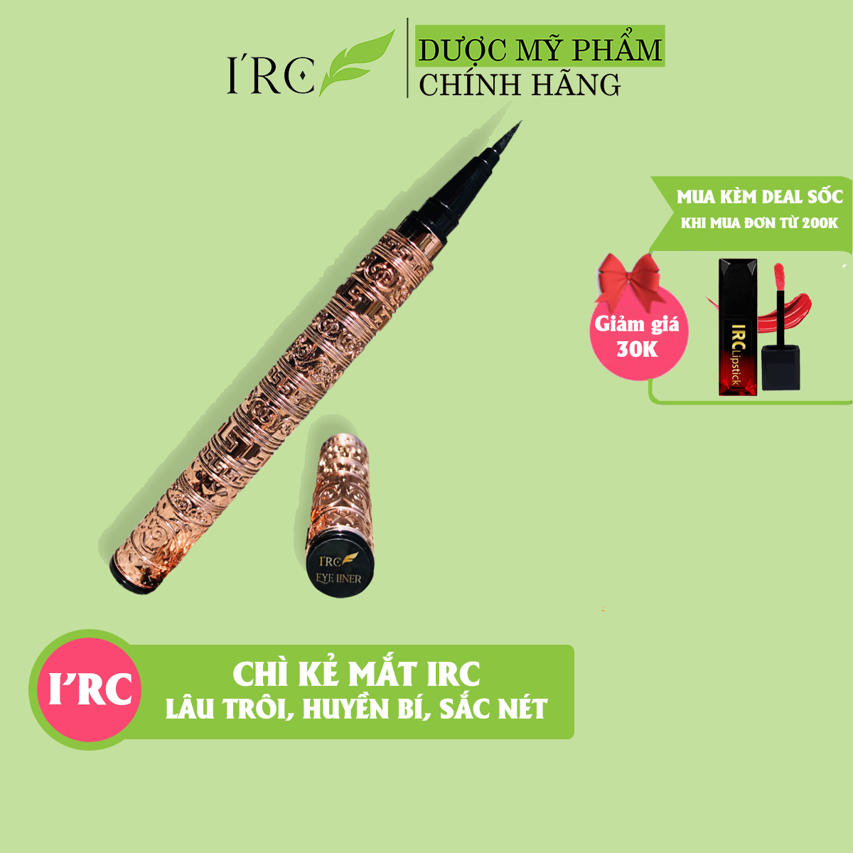 Bút chì kẻ mắt IRC Eyeliner Gold 24h lâu trôi, kháng nước, đường nét mềm mại