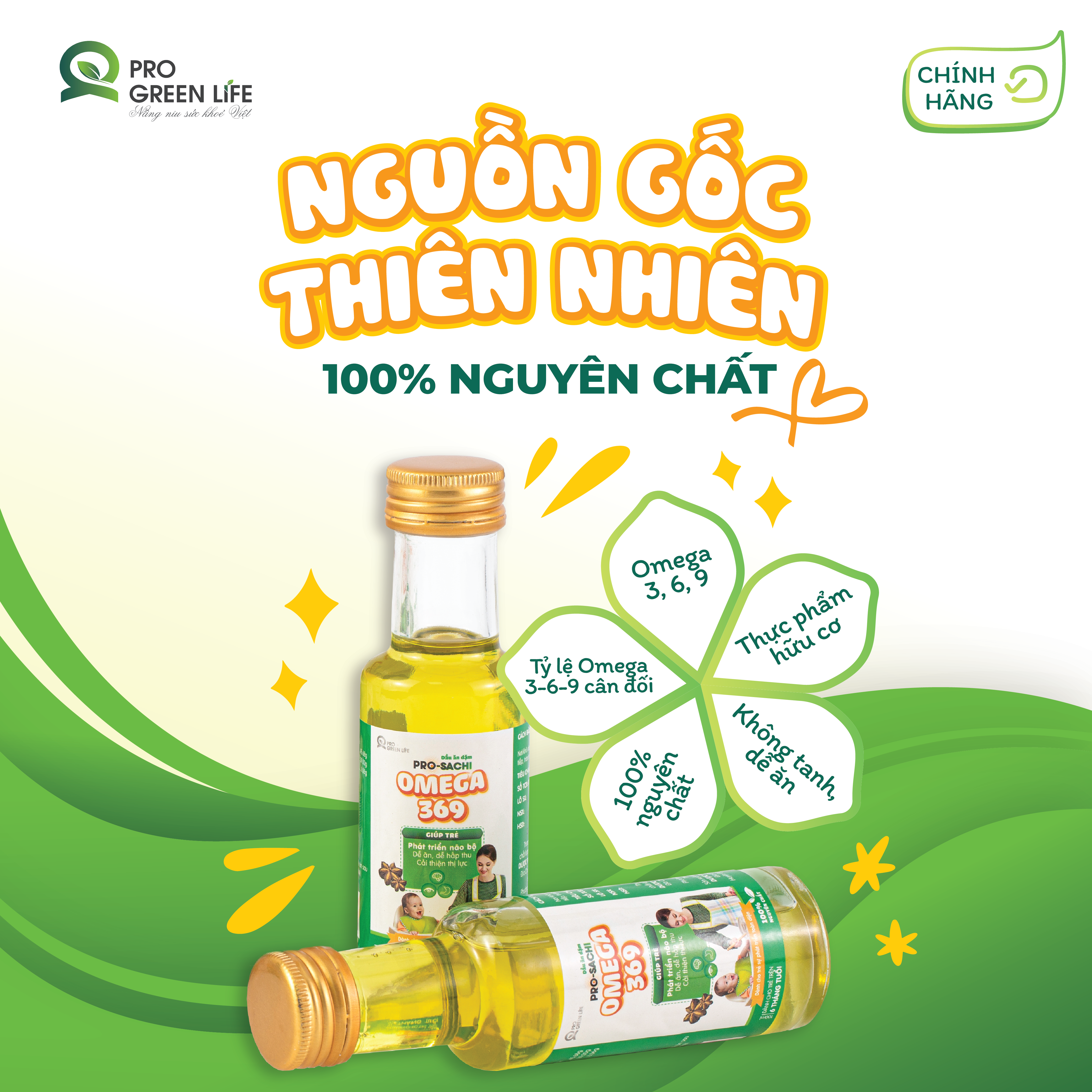 Dầu ăn dặm Pro-Sachi Omega 369 từ thực vật, 100% nguyên chất, (100ml/chai)