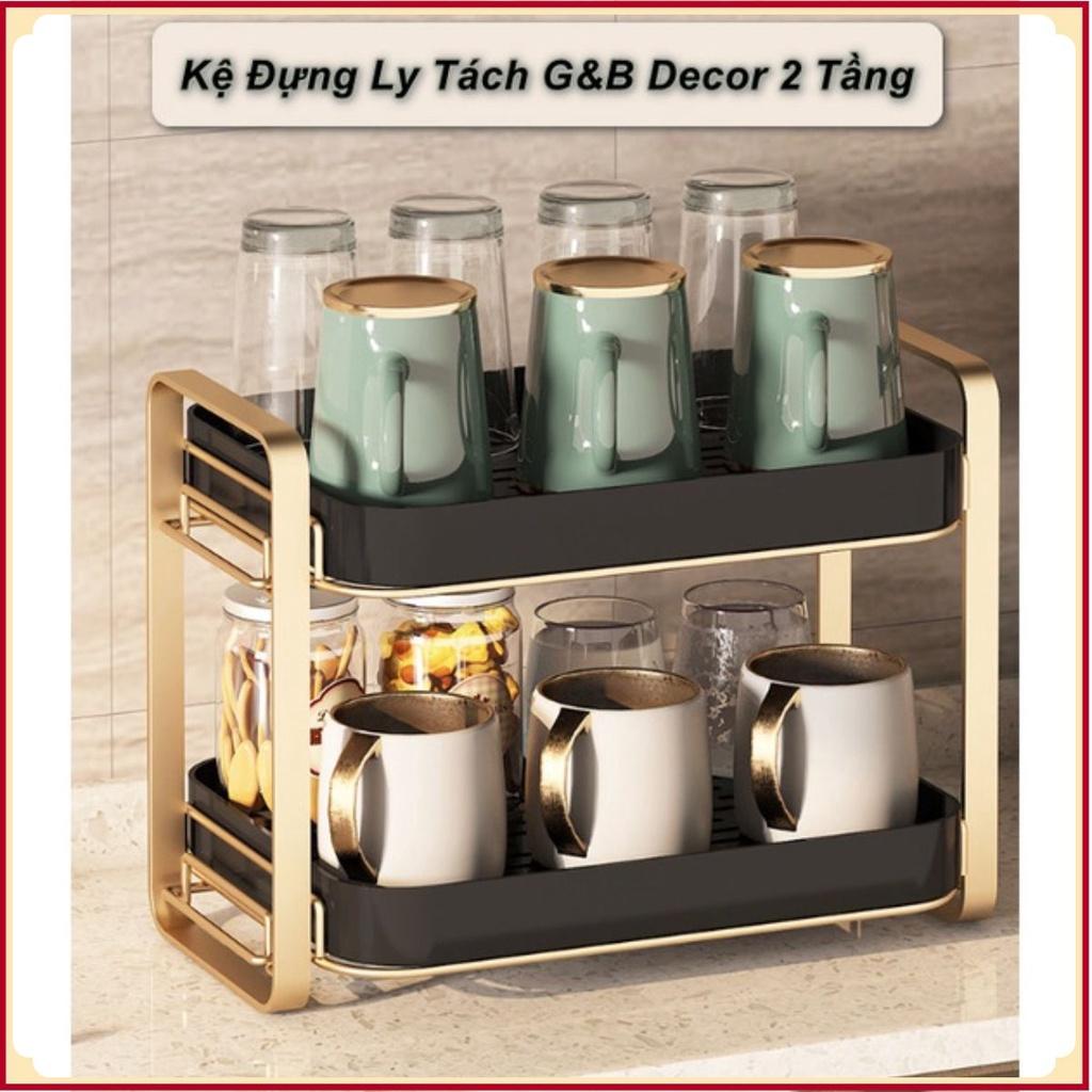 Kệ 2 Tầng Đựng Ly Tách trang trí đẹp mắt nhà cửa G&B Decor ️ Hanrui Offical️