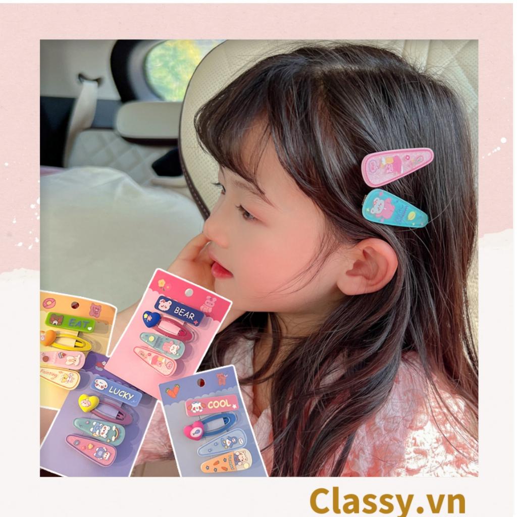 Bộ 4 kẹp tóc mái cute Classy nhiều màu nhiều họa tiết đáng yêu PK1237