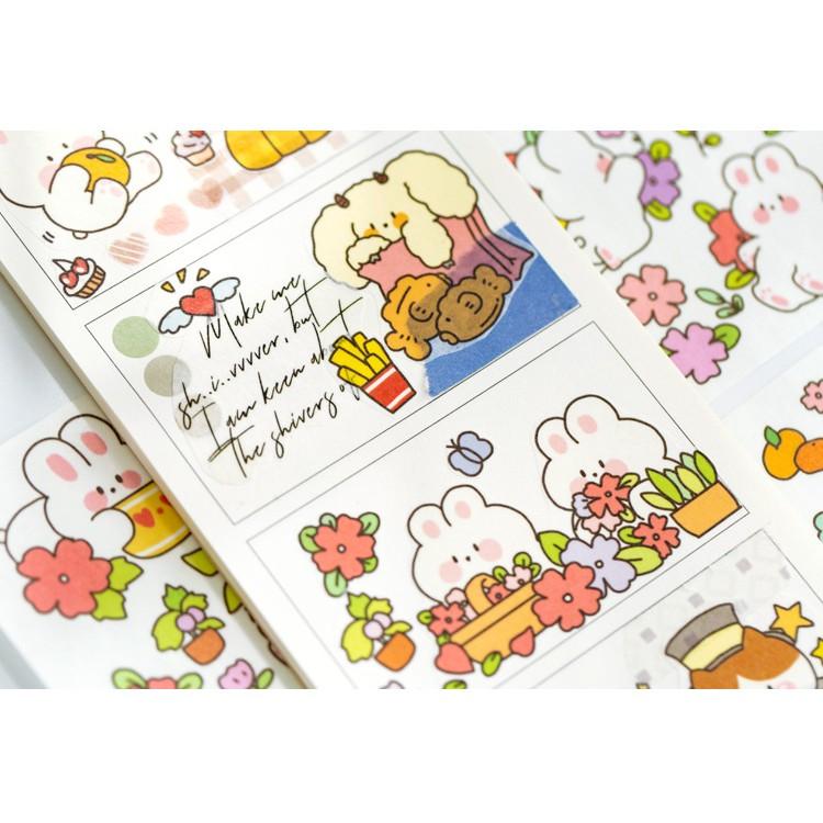 Tấm sticker thú nhỏ đáng yêu (Thỏ, gấu...) trang trí sổ tay bullet journal M006