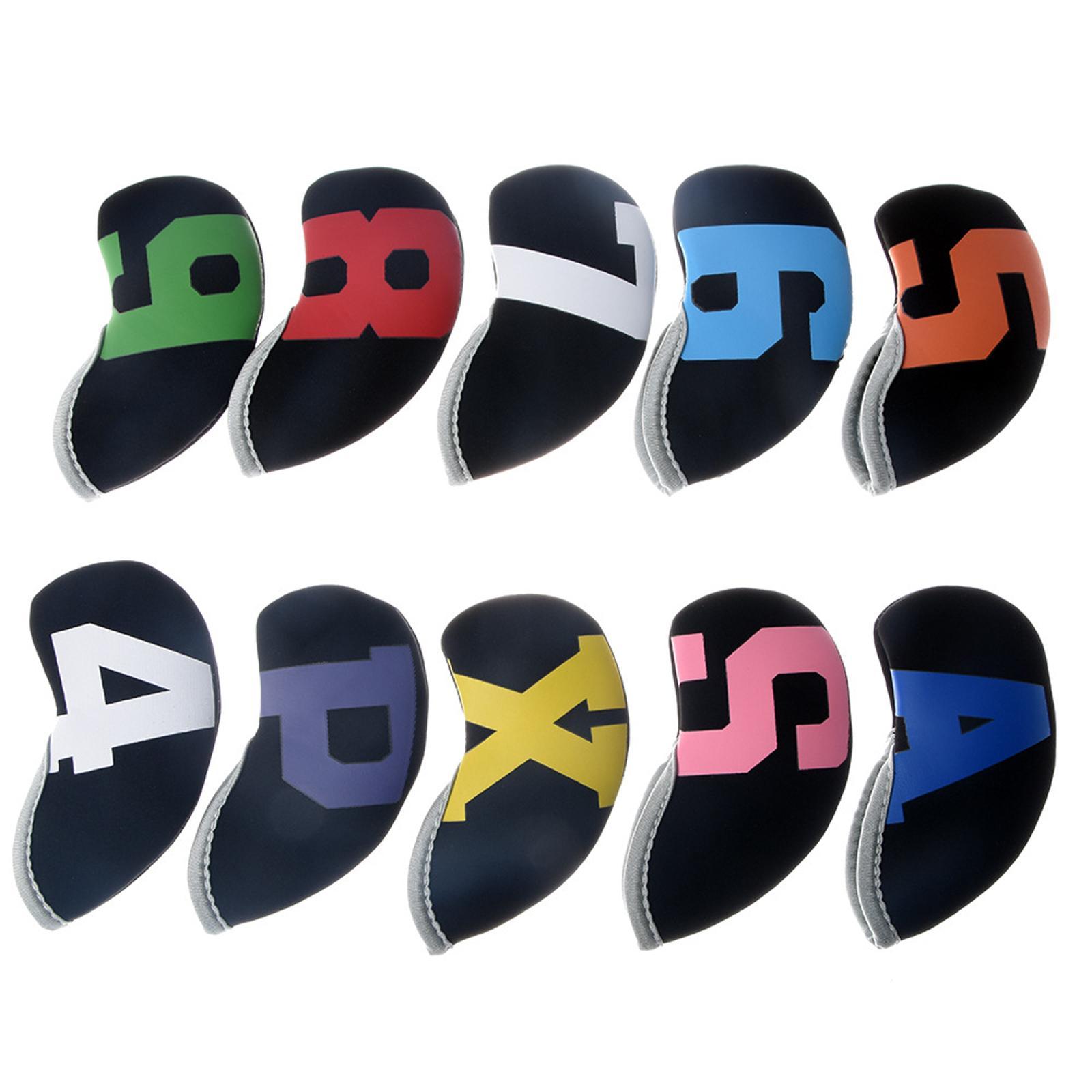 10pcs Set Golf Iron Club Head Cover Sports Accessories Wedges Covers with Number Ball Rod Head Protective Case