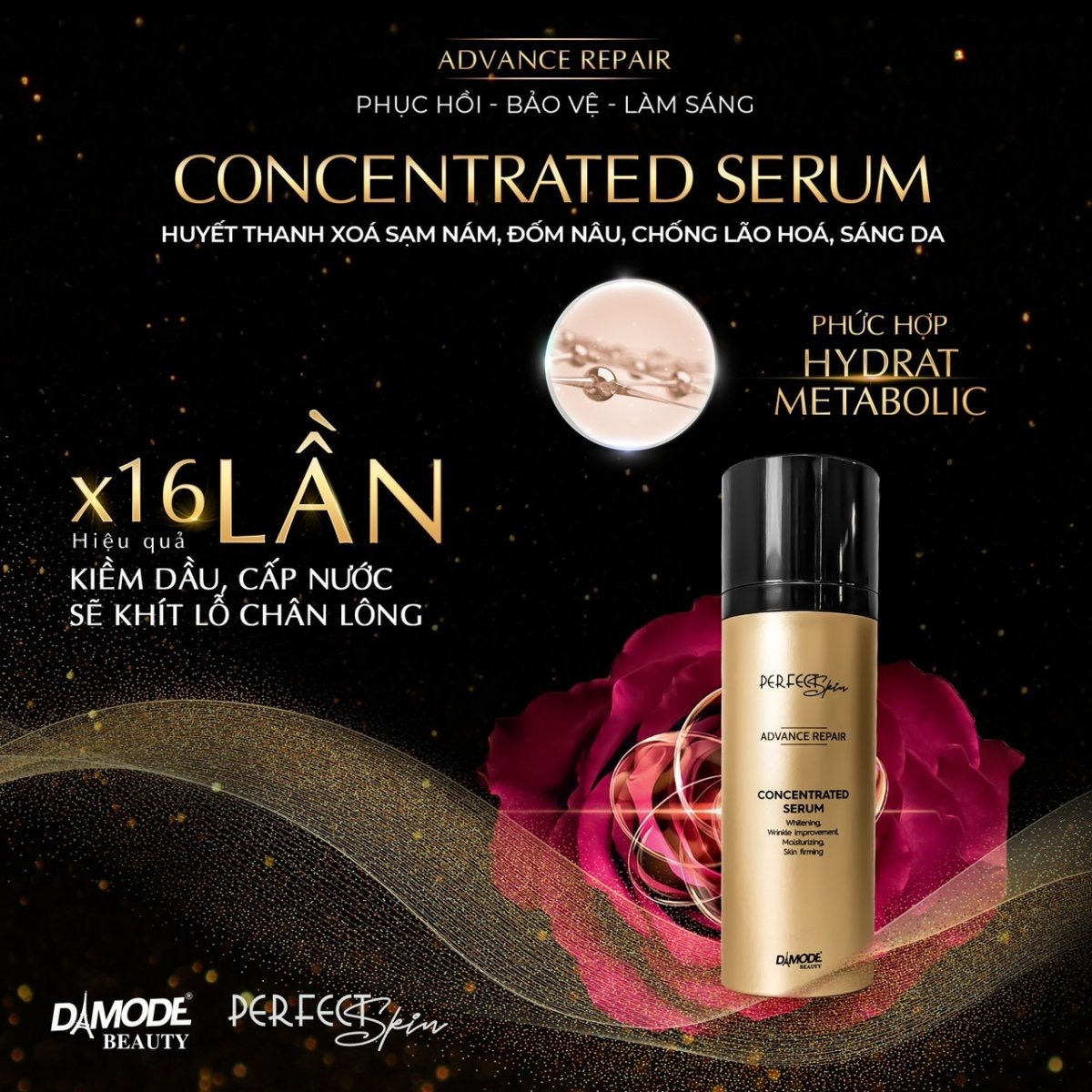 Huyết thanh xóa nám xóa đốm nâu ngăn lão hóa da CONCENTRATED SERUM DAMODE chai 30ml