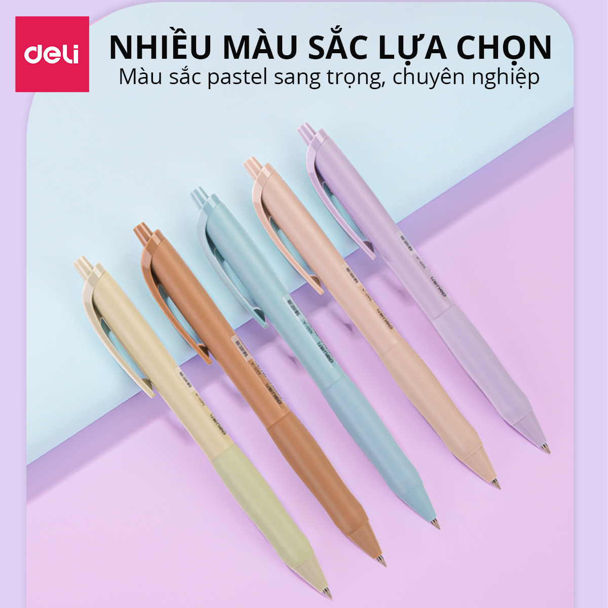 Bút Gel Màu Macaron mẫu mới, Deli Zhen Smooth Series, Ngòi 0.5mm, Mực đen, Mực Gel gốc dầu, Nhanh khô, Khả năng chống nước cao, Ghi Chép, Ghi Chú tiện lợi dùng cho học sinh, văn phòng