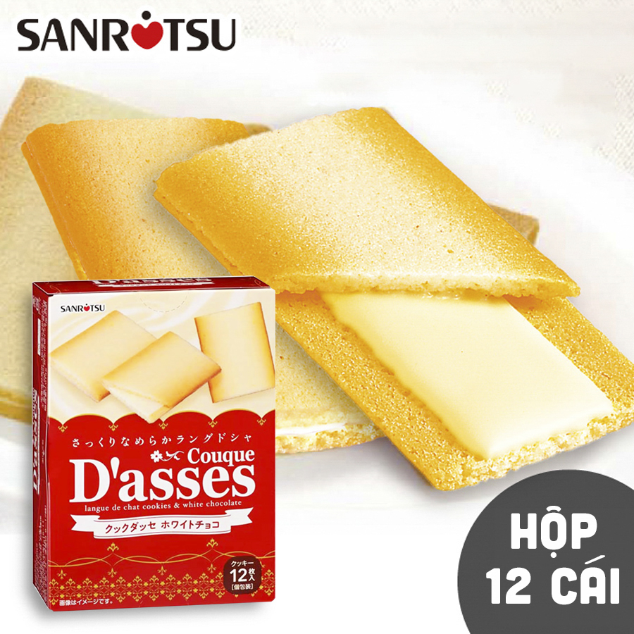 Bánh quy Sanritsu D'asses nhân socola, matcha và socola trắng hộp 12 cái 90g