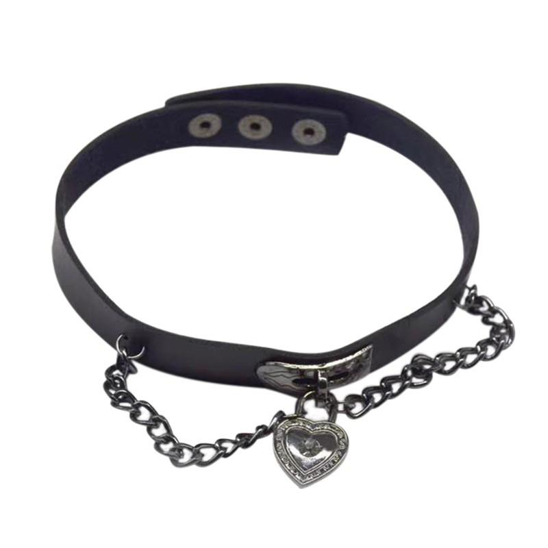 Vòng cổ choker da mặt hình trái tim phong cách Hàn Quốc cá tính thời trang